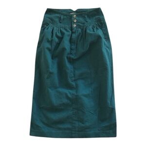 Vintage Forrest Green Cotton Midi Skirt – High Waist 9/10